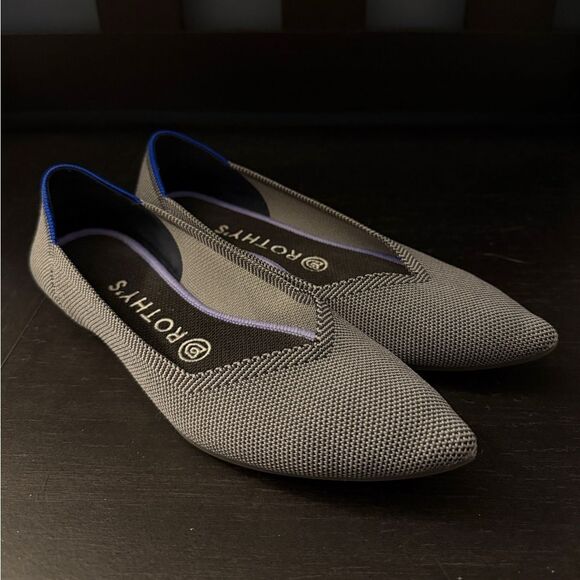 Rothy's The Point Cloud Gray Pointed Toe Knit Flats Women’s Size 8 - Picture 1 of 6